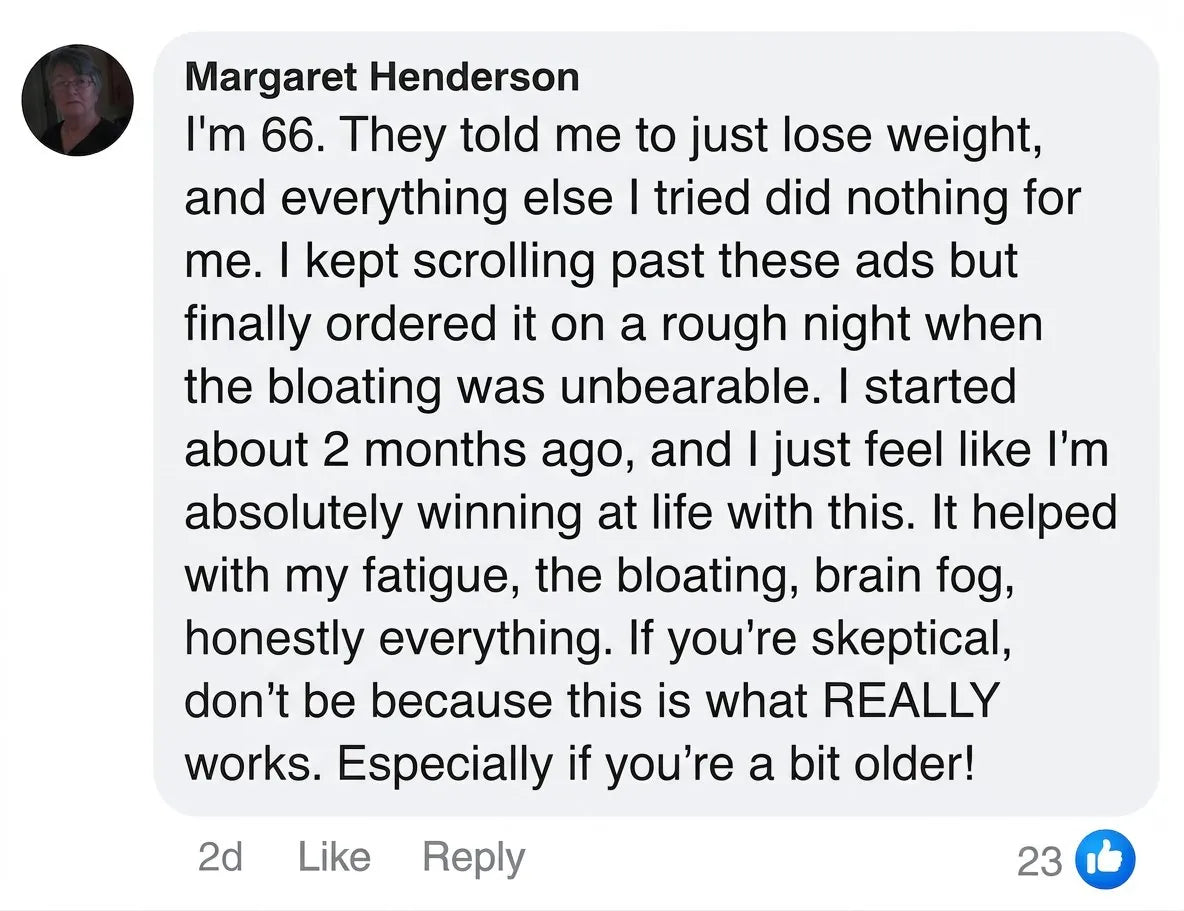 Facebook comment from Margaret Henderson about liver support with Vasozi