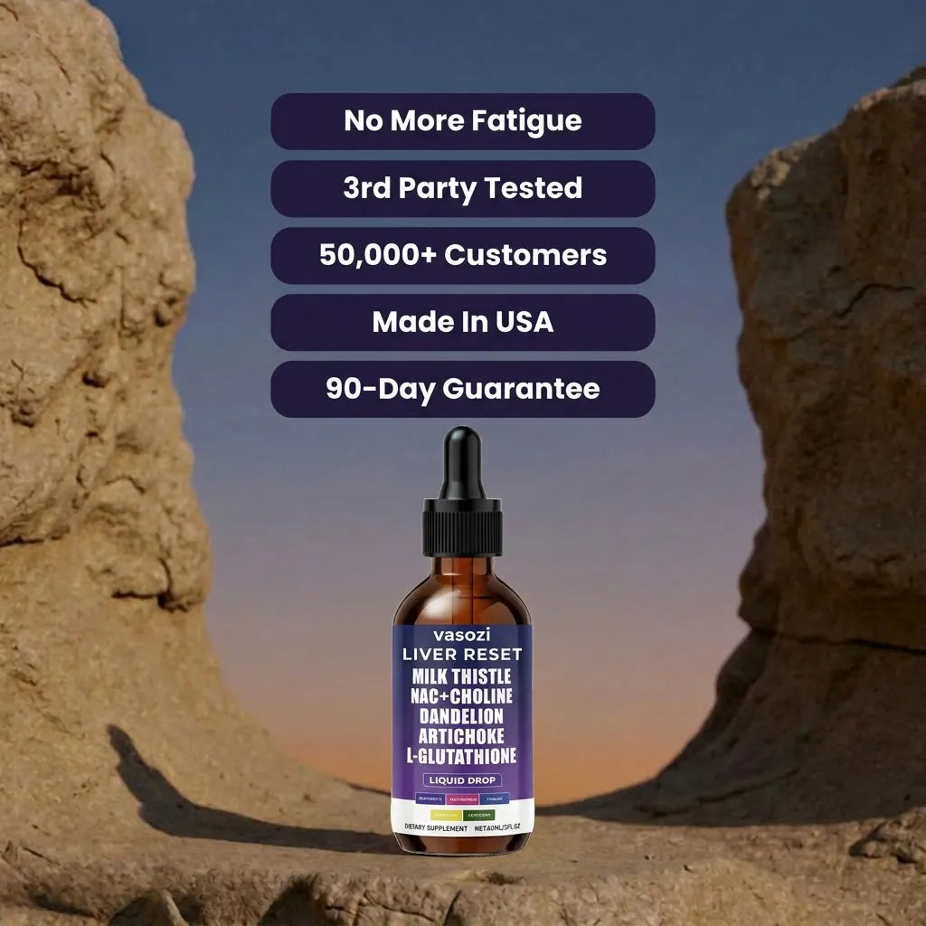 Vasozi Liver Reset - side view of bottle